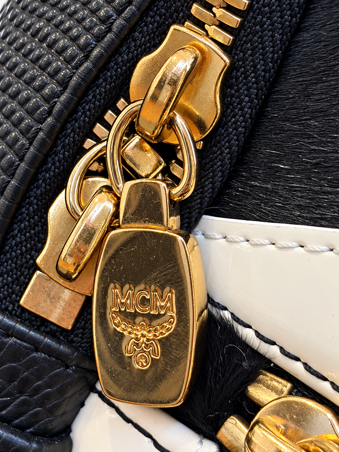 Hi-Five: MCM Visetos Striped Studded Stark Backpack
