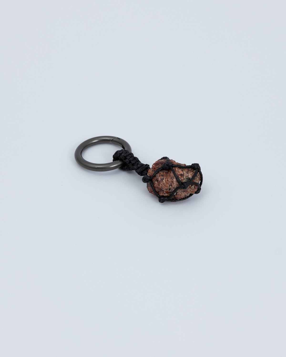 Woven Red Garnet Gunmetal Keychain
