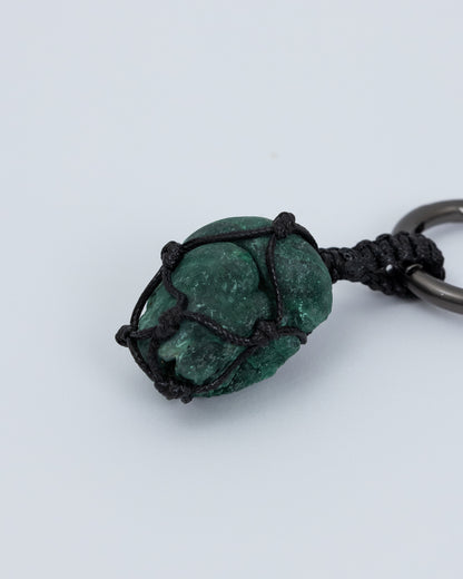 Woven Malachite Gunmetal Keychain