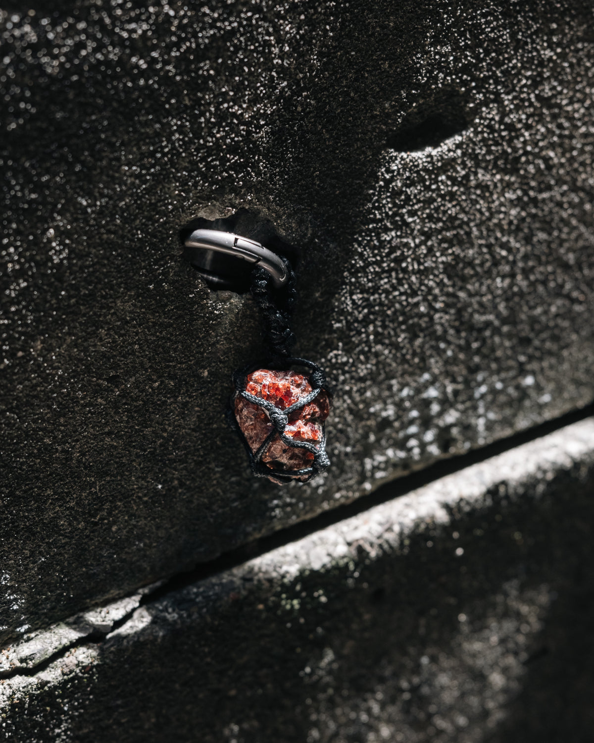 Woven Red Garnet Gunmetal Keychain