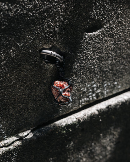 Woven Red Garnet Gunmetal Keychain