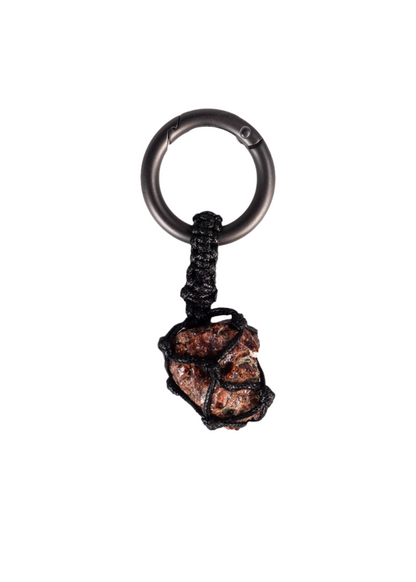 Woven Red Garnet Gunmetal Keychain