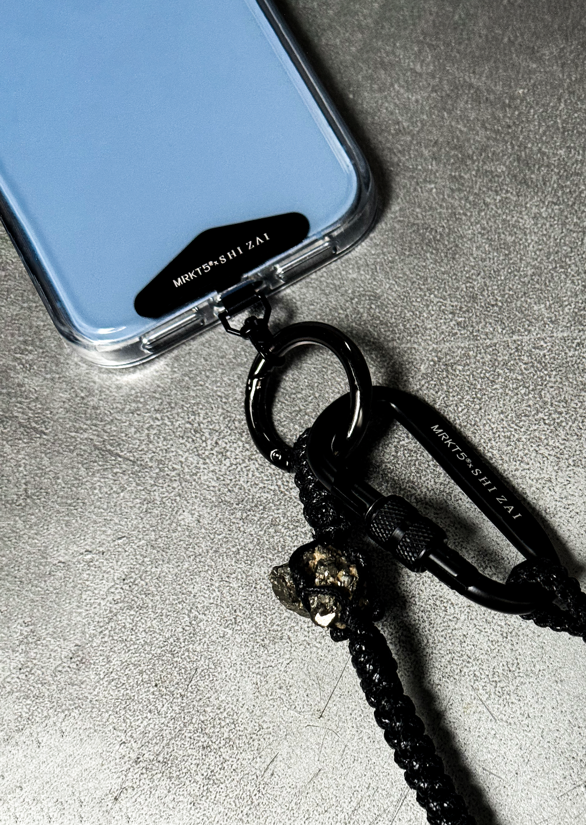 MRKT5 x SHI ZAI Woven Pyrite Phone Chain - Black